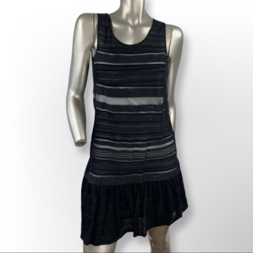THEORY | Sleeveless Bodycon Striped Ruched Frill Tank Shift Dress Small